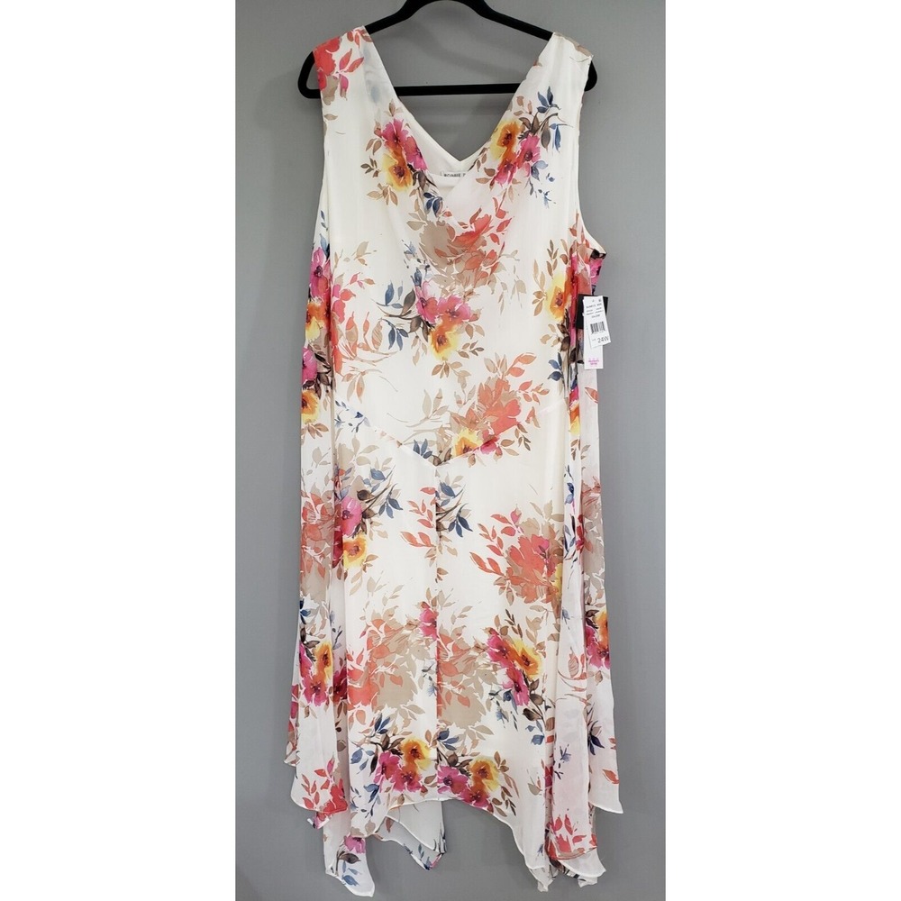 NEW ROBBIE BEE Plus Size Floral-Print Fit & Flare Dress | 24W Sleveless